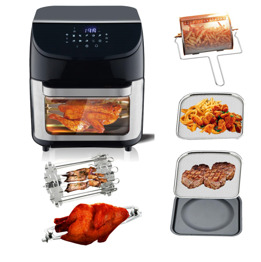 倾斜液晶触摸可视大容量方形12L多功能大手柄空气烤箱 倾斜液晶触摸可视大容量方形12L多功能大手柄空气烤箱